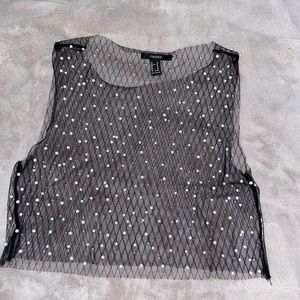 Forever 21 mesh top with pearl detailing